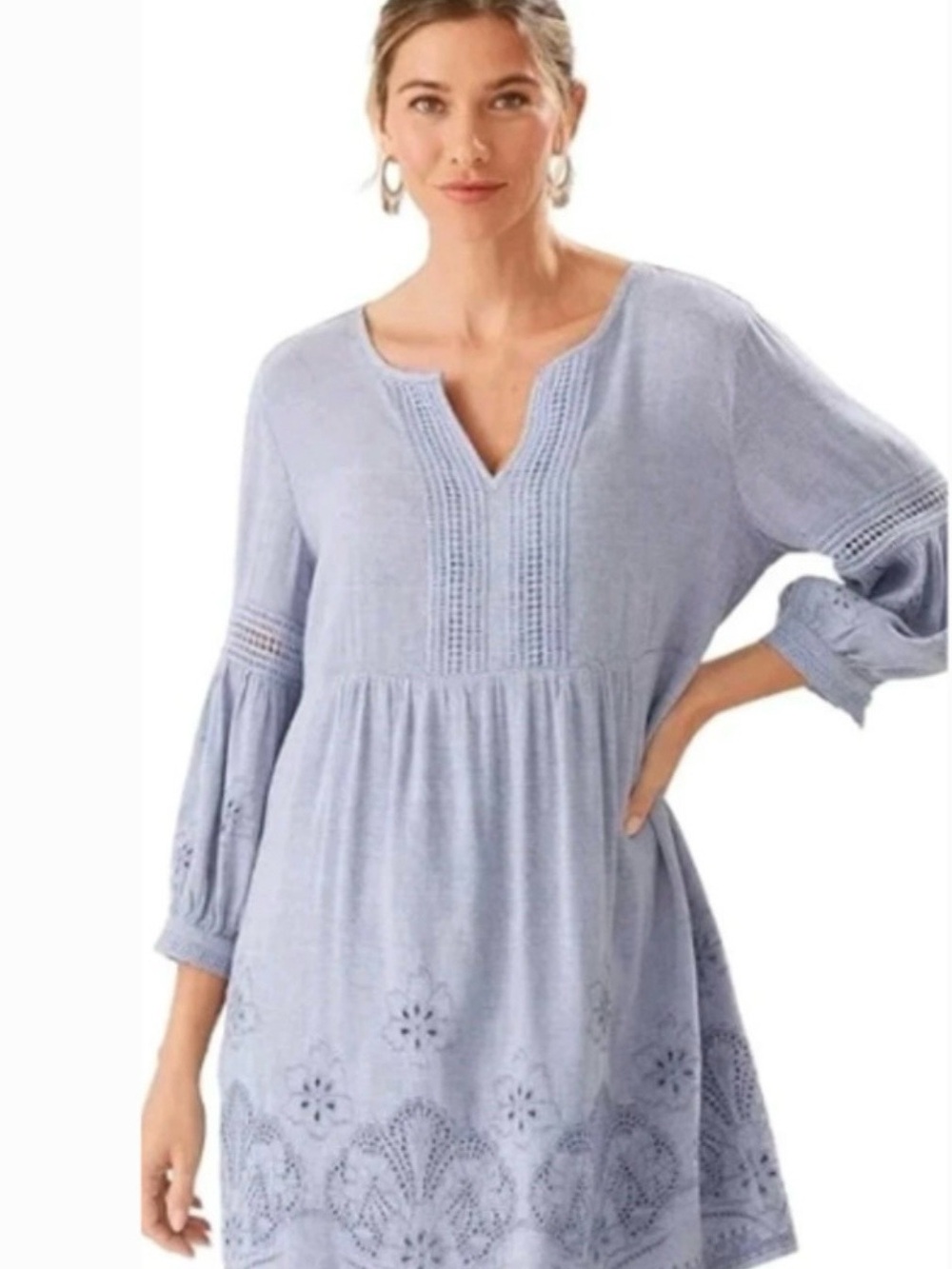 Tommy Bahama Linen Blend pale blue St Lucia dress sz L